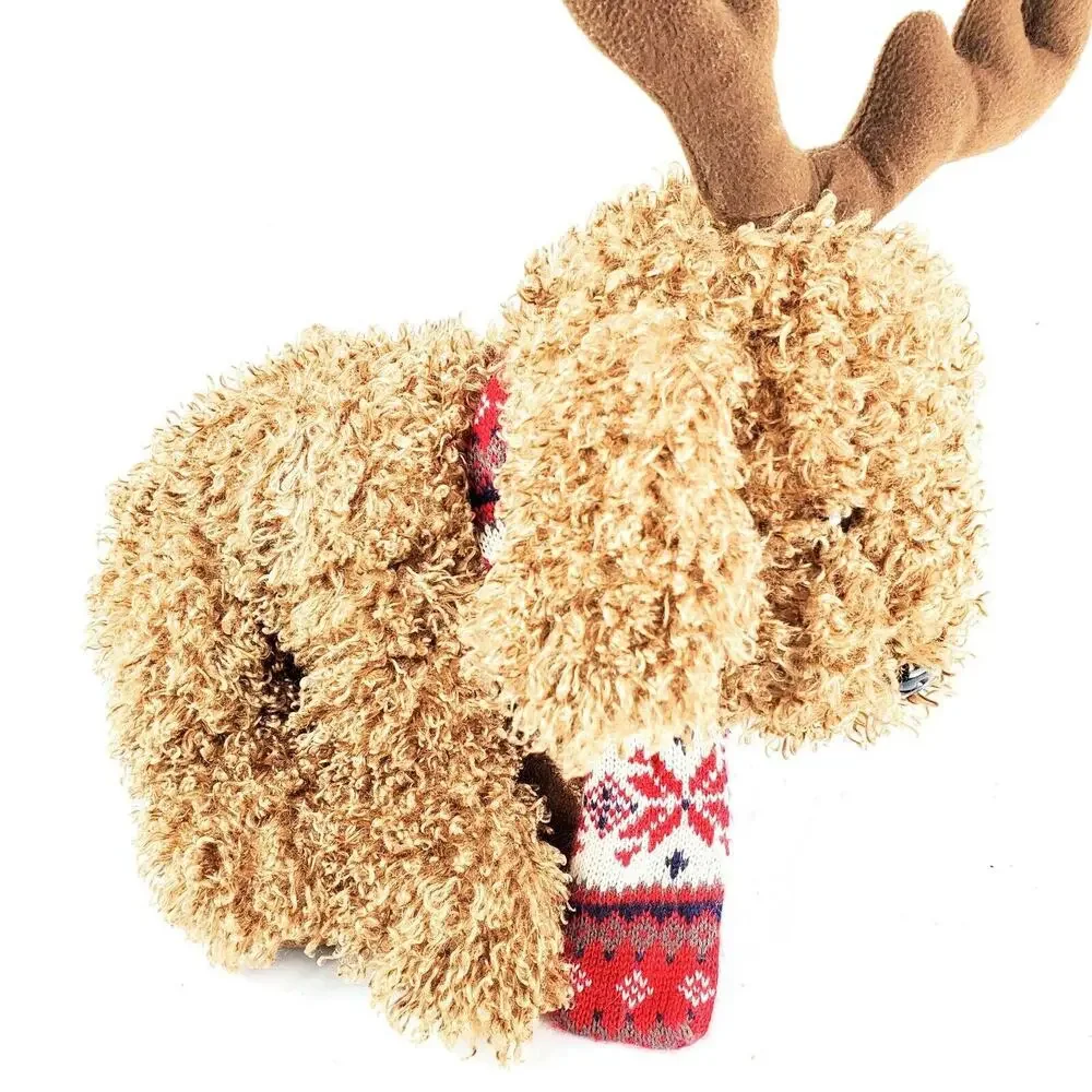 Reindeer Brown Stuffed Plush Red Snowflake Scarf Winter Christmas 17